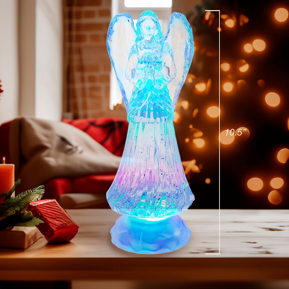 Kurt Adler 10.5-Inch Battery-Operated LED Light-Up Angel with Water Table Piece